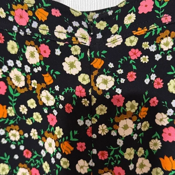 Tory Burch Wide Leg Pants Black/Floral Print Size 2 - Picture 6 of 9